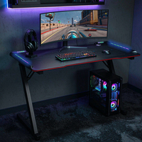 Table de jeu RGB avec pieds en Z, bureau ergonomique pour ordinateur, structure en acier, plateau en MDF, vente directe d'usine, mobilier e-sport