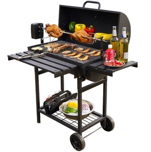 Nueva Llegada: Asador de Carbón para Pollo Asado en Barril, Barbacoa Portátil para Exteriores con Carro de Tambor de Aceite Negro - Product Image 3