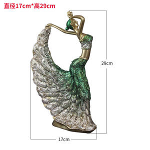 รูปปั้นนักเต้น<span class=keywords><strong>ระบำ</strong></span><span class=keywords><strong>นกยูง</strong></span>สไตล์จีน ของตกแต่งบ้านสุดหรู งานประติมากรรมทองเหลืองและทองแดง ของตกแต่งโต๊ะทำงาน - Product Image 4