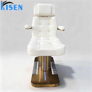 Table de massage électrique KISEN personnalisée à 3 moteurs, lit de beauté pour salon de beauté, spa, extensions de cils, soins du visage, avec commande au pied et éclairage LED - Product Image 5