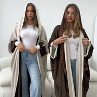 Sharut Großhandel Dubai Islamische EID Bescheidene Abayas Kimono Muslimische Damenkleider Beidseitig Tragbar Wendbare Leinen-Offene Abaya
