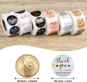 สติกเกอร์โลโก้กันน้ำคุณภาพสูง พิมพ์ UV ขนาด 1 นิ้ว จำนวน 3000 ชิ้น 6 ม้วน สำหรับซองจดหมาย ถุง และบรรจุภัณฑ์ เป็นมิตรกับสิ่งแวดล้อม - Product Image 2