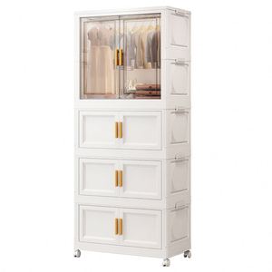 Armoire de rangement pliable en plastique épaissi sur mesure à 4 niveaux de style européen pour l'organisation des collations et des jouets à la maison, utilisation en chambre - Product Image 5
