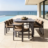 Tables de repas d'extérieur modernes en alliage d'aluminium imperméables - Mobilier léger et durable pour parc, villa, hôtel, ferme