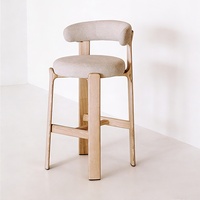 Tabouret de bar français en bois massif, style vintage, tabouret haut, chaise de salle à manger pour îlot de cuisine, frêne blanc, mobilier de bar design