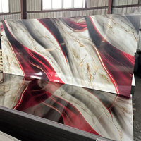 Feuille de marbre UV 1.22*2.44m Panneau mural en marbre PVC très brillant Panneau mural en marbre PVC intérieur imprimé en 3D