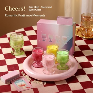 Wine Glass Shaped Scented <b>Candle</b> Set 4 Pack Aromatherapy Soy Wax <b>Candles</b> For Home Decor And Gift Giving - Product Image 2