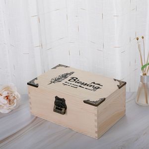 Boîte de rangement en bois rectangulaire, hauteur 8 cm, design sérigraphié, emballage cadeau pour bijoux, boîte décorative - Product Image 3