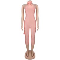 LAGERWARE Zweifarbige Ärmellose Damen-Jumpsuits mit Großem Ring, Figurbetonte Overalls in Übergrößen, Schlanke Party- und Nachtclub-Playsuits S-XXL