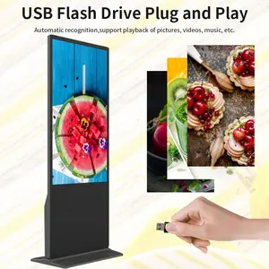 Touch Screen LCD Floor Standing 49 55 65 75 Inch Totem Display Signage Advertising Kiosk For Shopping Mall