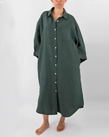Automne printemps maison robe taille unique convient à la plupart des femmes à manches longues robe de nuit lin Homedress