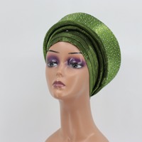 Nuevo Pañuelo Musulmán Africano para Mujer, Decoración de Trenza de Esponja, Estilo Indio de Oriente Medio, Turbante con Pedrería de Cielo Estrellado