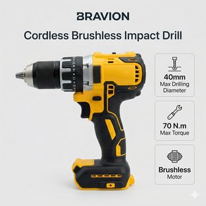 Perceuse à percussion sans fil 20V, 70Nm, 40mm, perceuse électrique pour le <span class=keywords><strong>bois</strong></span>, le métal, le béton, la construction, le <span class=keywords><strong>bricolage</strong></span> - Product Image 1