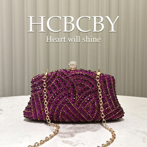 Elegant <strong>Purple</strong> Crystal <strong>Clutch</strong> for Women Sparkly Evening Bag for Weddings and Parties - Product Image 2