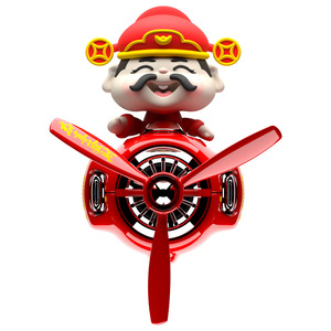 Ambientador para Coche Pequeño Dios de la Fortuna, Diseño de Hélice Roja, Clip de Ventilación, Decorativo de Dibujos Animados, Fragancia de Plástico, Evaporación Natural - Product Image 1