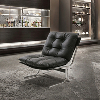 Fauteuil d'appoint moderne et minimaliste, capitonné, durable, dossier haut, assise rembourrée, pieds en métal, revêtement en velours, pour salon, hôtel, maison