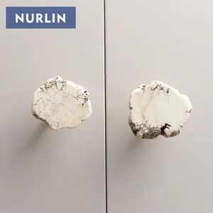 NURLIN, натуральный белый бирюзовый мрамор, латунная ручка для шкафа, дверная ручка, настенный крючок для одежды