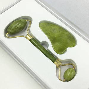 Rouleau en Jade Rose pour <span class=keywords><strong>le</strong></span> Massage du visage, accessoire pour <span class=keywords><strong>menton</strong></span>, Double soudage, Quartz Rose, Jade vert naturel - Product Image 1