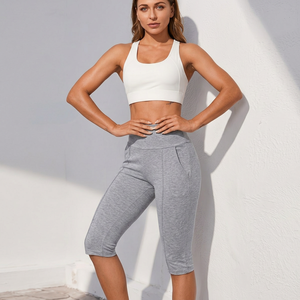 High Waist Customized Colors Capri <b>Leggings</b> Pockets Tummy Control Stretch Seamless Knitted Spandex/Nylon Sporty Women's All - Product Image 5