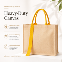 Sac fourre-tout en toile de coton jaune minimaliste avec logo personnalisé, best-seller, idéal pour les courses quotidiennes, les trajets professionnels et les cadeaux d'entreprise