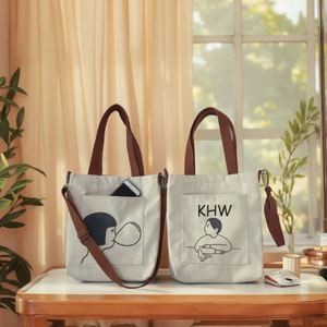 Sac à main en toile multi-poches avec logo personnalisé Sac fourre-tout en toile de coton naturel écologique Sac d'épicerie recyclable imprimé - Product Image 1