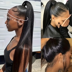 Parrucca in pizzo pieno a 200 densità 180 360 HD capelli umani Pre-strappata di <span class=keywords><strong>colore</strong></span> <span class=keywords><strong>naturale</strong></span> 100% vergine parrucche anteriori in pizzo parrucca capelli umani - Product Image 3