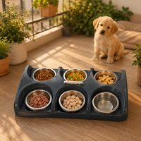 Station d'alimentation pour chiens multi-bols de qualité commerciale, 6 bols, en acier inoxydable, pour toutes les races de chiens, design durable et facile à nettoyer