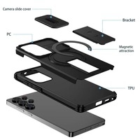 Étui magnétique antichoc pour Samsung Galaxy A56 A36 A26 A17 A16 A15 A25 A55 5G avec protection d'objectif et support
