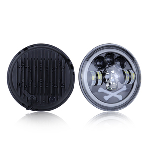 Phare LED Tête de Mort 7 Pouces 6500LM Accessoires Moto Blanc/Jaune Anneau Halo RGB Angel Eye DRL pour Ampoule H4 65W 12V - Product Image 2