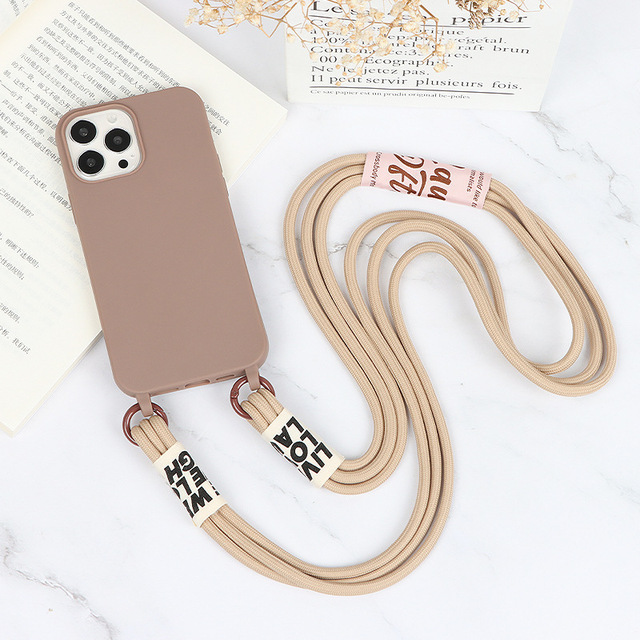 Touchhealthy Crossbody Necklace Strap Lanyard Silicone Shockproof Phone Case for 14/13/12/11 Pro Max Luxury Design Retail