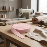Ruban en coton rose à chevrons pour vêtements, sacs et textiles de maison