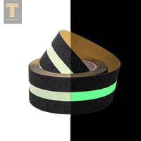 Ruban antidérapant luminescent noir/photoluminescent coloré imperméable pour marches d'escalier, sable 40 grains, fabricant solide, avec bande luminescente