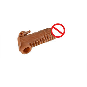 En gros <span class=keywords><strong>Préservatif</strong></span> Réutilisable en Silicone Souple Étanche avec Anneau à Picots et Pointillés, Manchon d'Extension pour Hommes, Manchon Sexuel - Product Image 3