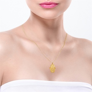 Popular Fashion Jewellery Stainless Steel Gold Hamsa Hand Pendant Necklace - Product Image 5