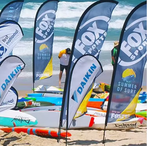 Nhà Sản Xuất Cung Cấp Tùy Chỉnh Thiết Kế Quảng Cáo Hiển Thị Chuyển In Vải Bãi Biển Cờ Bền Polyester Lông Cờ - Product Image 1