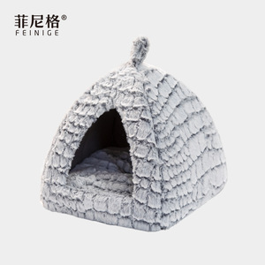Lit pour animaux de compagnie, maison pour chat, gris argenté, forme triangulaire, pliable, petite taille, pour chats - Product Image 3