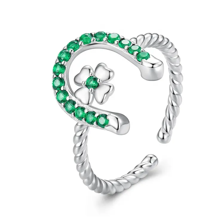 OEM Tansanit versprechen grünen Stein fünf Fingerring funky Sterling silber U-Form Twist Klee Smaragd Phantasie S925 Ringe