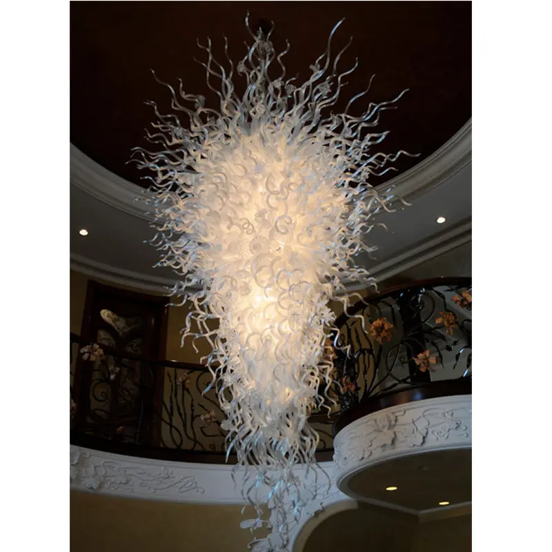 Modern White Large Chandeliers LED Hand Blown Glass Chandelier Lighting for Indoor Home Hotel