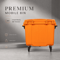 Conteneur à déchets de 1100 L robuste et écologique avec 4 roues en caoutchouc, résistant à la corrosion, avec couvercles, roues à frein et bouchon de vidange