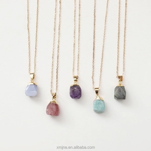 Ожерелье из натурального камня <span class=keywords><strong>Aliexprss</strong></span>, подвеска из грубого камня с кристаллами, ювелирные аксессуары, камень на день рождения - Product Image 1