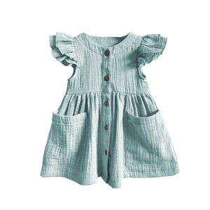 Custom Toddler Girls Fly Sleeve Round Neck Crepe Quality Children <strong>Dress</strong> Lovely <strong>Kids</strong> <strong>Dress</strong> - Product Image 4