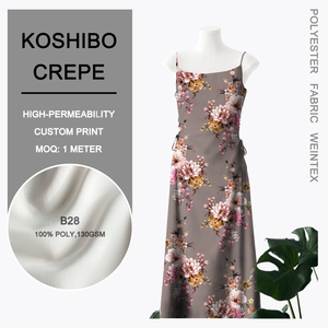 B28 KOSHIBO CREPE Kain Cetak Floral Kustom Lembut 100% Poliester 130GSM Permeabilitas Tinggi MOQ Rendah 1M Kain Gaun Langsung dari Pabrik - Product Image 2