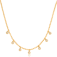 Collier en acier inoxydable plaqué or 18K PVD, tendance, classique, avec pendentif rond en zircon blanc