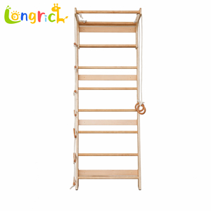 Escalera sueca de madera para montar en la pared, para niños y adultos, barra de escalada para gimnasio interior, anillas, equipo de fitness para el hogar, uso familiar, 78x30x220cm - Product Image 2