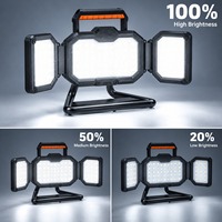 Lampe de chantier LED rechargeable 30W 50W, portable, 3 panneaux, trépied pliable, projecteur USB C pour la construction et la réparation