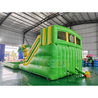 Toboggan aquatique gonflable géant Crocodile Tropical Palm avec piscine, double piste, pour enfants et adultes, location pour fêtes