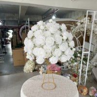 Bouquet de fleurs de mariage décoratives personnalisées de 40cm Vente en gros Soie artificielle Fleurs de roses blanches pour la décoration de mariage