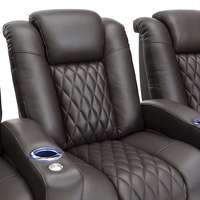 Sofá de Cine en Casa de Cuero Italiano Asiento de Teatro Cómodo Sillón Reclinable Eléctrico con Cargador Inalámbrico y Luces Led