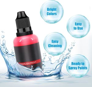 Peinture Aérographe 24 Couleurs 1 floz <span class=keywords><strong>Acrylique</strong></span> Prêt à Pulvériser Opaque Brillant Kit de Peinture Aérographe à Base d'Eau pour Modèles en Cuir et Toile - Product Image 3