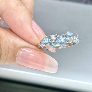 Anillo de Plata de Ley S925 con Diseño de Estrella de Mar, Incrustaciones Azul Marino Románticas, para el Dedo Índice, Diseño de Nicho, Anillo Femenino - Product Image 4